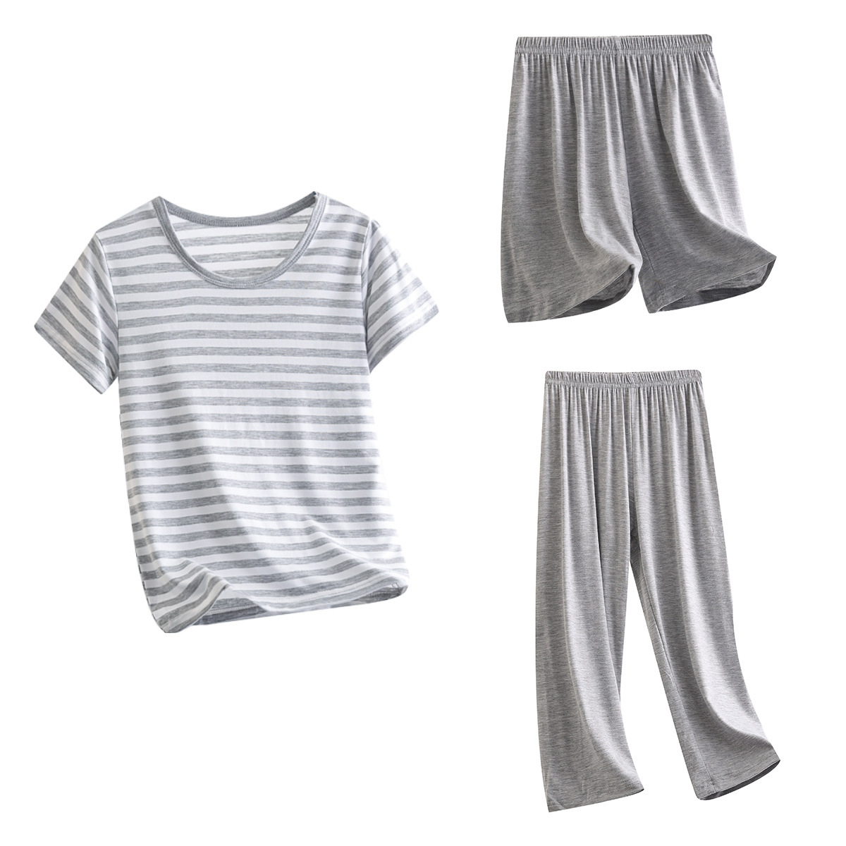 Light gray [short sleeved+shorts+pants]