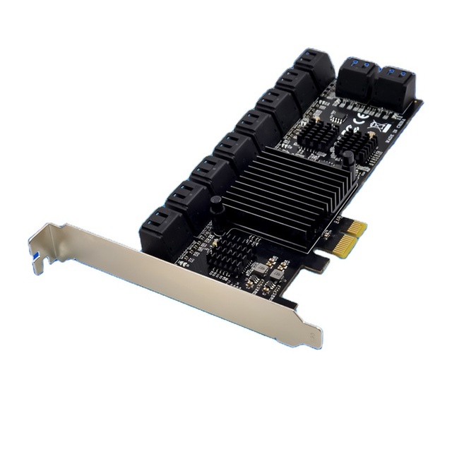 PCIe X1 ASM1064 20-port SATA 6Gbps Internal Server Storage Expansion Card with Network Adapter in Stock