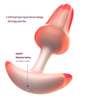 GINYA OEM ODM Vibromasseur anal en silicone liquide double couche, stimulateur de masturbation féminine, vibrateurs pour adultes, jouets sexuels pour femmes