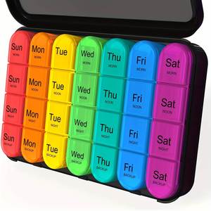 Organisateur de pilules hebdomadaire haut de gamme en plastique, 28 compartiments colorés, pour 7 jours - Product Image 4