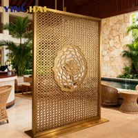 Paravent de salon en acier inoxydable de haute qualité, design double, motif feuille tropicale, rehausse la sophistication d'un salon moderne