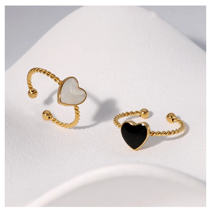 แหวนดาวแบบเปิดชุบทองปรับได้คุณภาพระดับพรีเมี่ยมดีไซน์เรียบง่ายรูปหัวใจสินค้าคุณภาพดีสำหรับผู้ชายและผู้หญิง - Product Image 3