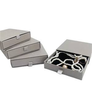 Custom Pure Colour Slide Drawer Box with Foam Insert Soft Touch Fashionring Jewelry Packaging Gray Paper Box - Product Image 2