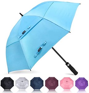 Parapluie de golf grand format 27 pouces, double toit, coupe-vent, avec logo personnalisé, baleines en fibre de verre, pour le voyage et l'extérieur - Product Image 1