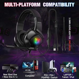Auriculares <span class=keywords><strong>ONIKUMA</strong></span> <span class=keywords><strong>K19</strong></span> RGB con luz LED, sonido envolvente 7,1, cancelación de ruido, auriculares con micrófono para juegos para o PS4 PS5 XBOX PC Gamer - Product Image 5