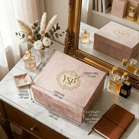Boîte cadeau rigide en velours rose de luxe personnalisée, logo en relief doré, emballage pour coffret de parfum et de bijoux, vente en gros