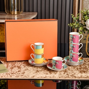 Modern Ceramic Coffee & <b>Tea</b> <b>Set</b> With Horse Pattern Orange Color Durable Design For Afternoon <b>Tea</b> - Product Image 2