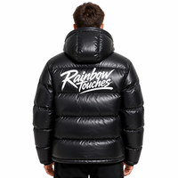 Blouson matelassé brillant personnalisé pour homme, manteau d'hiver à capuche en duvet, veste bouffante haute brillance, vêtement d'extérieur personnalisé avec logo pour marque