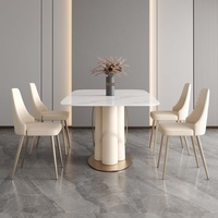 Table à manger moderne légère de luxe simple en ardoise chaise combinaison design créatif taille dorée Table à manger de restaurant salon