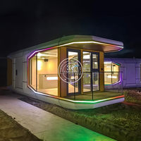 Villa modulaire de luxe en forme de capsule spatiale, maison préfabriquée, cuisine équipée, maison préfabriquée, maison capsule spatiale