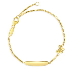 Bijoux pour enfants personnalisés, argent sterling 925 plaqué or 14 carats, bracelet papillon gonflé gravable, bijoux fins pour filles, bracelet pour femmes - Product Image 1