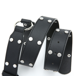 Ceinture vintage punk en cuir PU pour femme, boucle en forme <span class=keywords><strong>de</strong></span> croissant <span class=keywords><strong>de</strong></span> <span class=keywords><strong>lune</strong></span>, ceinture gothique à œillets cloutés pour robe et <span class=keywords><strong>jean</strong></span> - Product Image 5