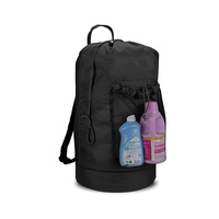Sac à linge pliable en tissu polyester durable avec bretelles et poche en filet, panier à linge de salle de bain avec cordon de serrage