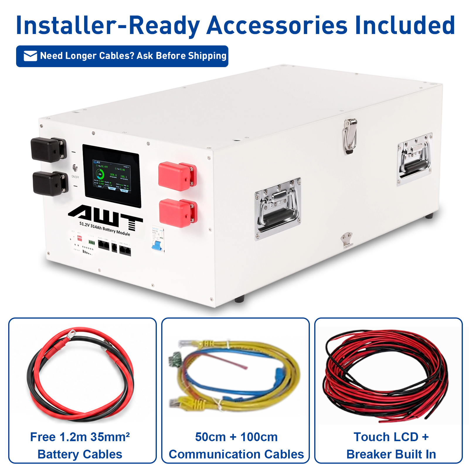 16kWh 51.2V 314Ah LiFePO4 Stackable Battery Pack Solar Home ESS 8000 Cycles Compatible Victron Growatt CE · image 2