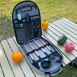 Hot Sale Outdoor <b>Camping</b> <b>Kitchen</b> Utensil Set Wooden Handle Portable Cooking Tools Accessories Organizer Set <b>Camping</b> Utensil Set - Product Image 5
