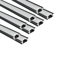 Profilés en aluminium noir 24*7mm avec diffuseur opale, profil LED encastré, éclairage 2m 3m
