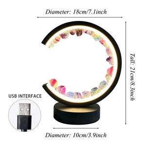 Crystal Round <b>Night</b> <b>Light</b> E-commerce Hot Color Fluorite Natural Gemstones <b>USB</b> Interface Desktop Decoration Crystal LED <b>Lights</b> - Product Image 4