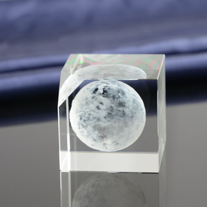 Bloque de Cristal 3D con Globo Grabado, Cubo de Cristal, Pisapapeles de Cristal MH-F0291 - Product Image 4