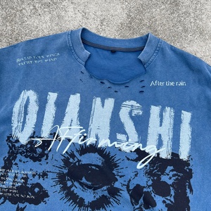เสื้อยืดแขนยาววาฟเฟิลถักสำหรับผู้ชายเสื้อยืดแขนยาวสไตล์วินเทจ - Product Image 3