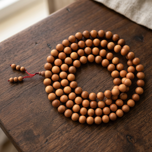 Collier mala en perles naturelles, perles en bois de santal, perles en bois de santal - Product Image 3