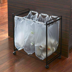Nuevo suelo de cocina de acero implícito con ruedas, estante para cubo de basura, bolsa de basura para sala de estar, estante colgante para carrito, soporte de clasificación de basura - Product Image 4