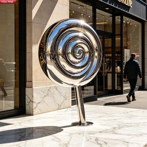 YOUFINE Escultura Gigante de Piruleta en Espiral de Acero Inoxidable Pulido Espejo, Estatua de Arte <span class=keywords><strong>Pop</strong></span> de Caramelo para Centros Comerciales y Calles - Product Image 3
