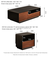 Ensemble meuble TV et table basse de style ancien Quanu Dw1353, unité TV moderne pour salon, table basse carrée de couleur foncée