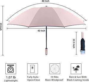 Ombrello Compatto Automatico Invertito Antivento con Protezione UV UPF 50+ per Pioggia e Sole - Product Image 6