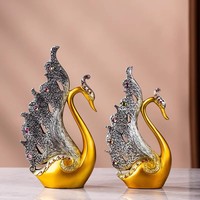 Ornements de cygne abstraits Art Déco en résine Johnson Lee haut de gamme de luxe pour armoires à vin, salon, bureau et maison