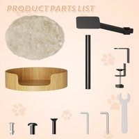 Hauteur réglable Rotation à 360 ° Style moderne Lit de bureau intérieur en bois pour chat Table de petit espace Bureau avec accessoires pour lits pour animaux de compagnie