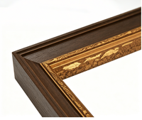 Moldura de Madera Maciza con Relieve Dorado para Café, Tiras de Pino de 25x40mm para Decoración Clásica de Galerías de Pintura al Óleo