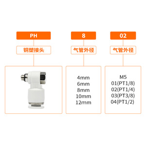 Pneumatic <b>Quick</b> Connect Elbow <b>Connector</b> PH8 02 External Thread Rotary L Type 6 12 01 3 4 Air Circuit Fitting - Product Image 4