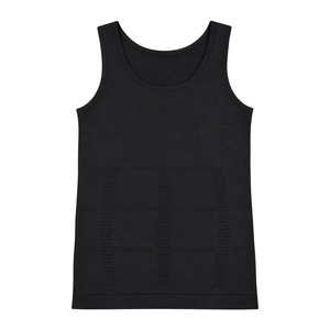 Men's Black Breathable Waist Cincher Tank Top Medium Control Shapewear <b>Bodysuit</b> Seamless Knitted Spandex Nylon - Product Image 6