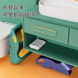 Taburete infantil con pasamanos para el aprendizaje del uso del inodoro, 2-4 años, material PP, multifuncional, verde y amarillo - Product Image 3