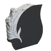 Pierres tombales en marbre de granit noir et blanc, monument avec motif de rose brisée