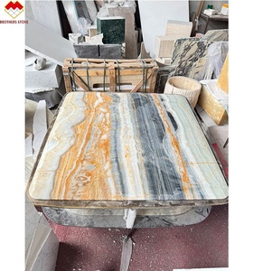 <span class=keywords><strong>Mesa</strong></span> de café de mármol ónix negro moderno con pie de latón, muebles de comedor elegantes, juego de <span class=keywords><strong>mesa</strong></span> de centro de combinación de libros, mármol - Product Image 3