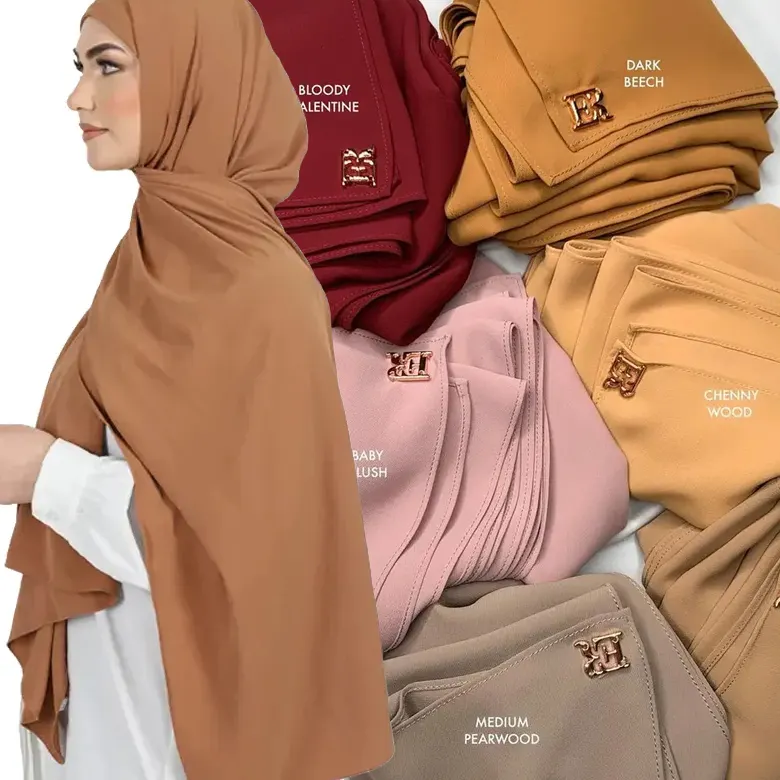 Logo personnalisé Vente en gros premium mousseline de soie hijab haute qualité mousseline de soie médina hijab en soie châle pour femme hijab écharpe