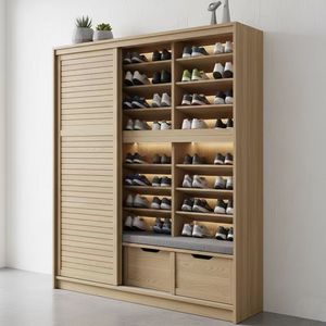 Nouvelle Arrivée : <span class=keywords><strong>Meuble</strong></span> de Rangement à <span class=keywords><strong>Chaussures</strong></span> en MDF Durable, Étagère Murale en Bois pour Entrée, <span class=keywords><strong>Meuble</strong></span> de Salon Gain de Place - Product Image 1