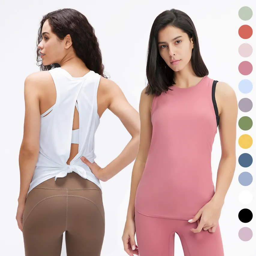 S2027 Women Buttery Soft Light Weight Yoga Tank Top Breathable Loose Fit Fitness Vest Top