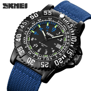 Skmei Men's Analog Quartz Watch 14mm Titanium Alloy Case Luminous Water Resistant Date Nylon Strap - Product Image 5