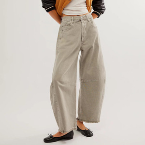 <strong>Women</strong> Baggy Wide Leg Trousers <strong>Jeans</strong> Barrel Boyfriend <strong>Cropped</strong> Hem Denim Pants Japanese 2000s Style Y2k Female Clothing 2024 - Product Image 2