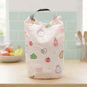 Cute Printed Reusable Lunch Bag With Zipper Closure Portable Food Storage Bag For Kids And Adults Casual Style - Product Image 1