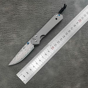 Hoja de <span class=keywords><strong>acero</strong></span> Damasco supervivencia al aire libre EDC cuchillo de bolsillo TC4 mango de aleación de titanio Camping regalo cuchillo plegable - Product Image 2