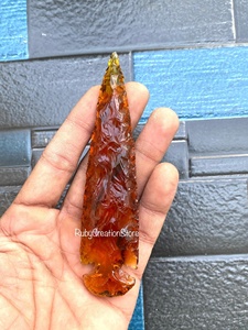 Pointes de flèche en verre de citrine orange taillées à la main de haute qualité - Pointes de lance en cristal, décoration en pierres précieuses, collection spirituelle - Product Image 2