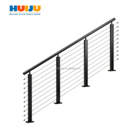 Poteau de garde-corps en câble en acier inoxydable HJ moderne, à fixation au sol, résistant à la rouille, pour système de garde-corps extérieur de balcon, villa, escalier