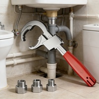 Clé multifonctionnelle en alliage d'aluminium pour éviers domestiques, clé réglable pour robinets et tuyaux de vidange, outil de salle de bain
