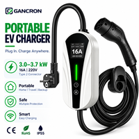 Chargeur EV portable Type 2 3kW 3,4kW 3,6kW 3,7kW 16A Monophasé 220V Prise Schuko 3 Broches Station de Recharge d'Urgence pour Voiture