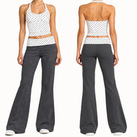 Ensemble de yoga et de fitness pour femme en coton évasé, tenue de sport en tissu recyclé noir à pois, débardeur licou de loisirs