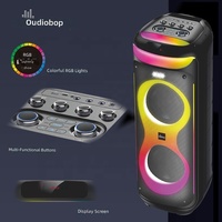 Enceinte Bluetooth portable pour divertissement extérieur, double haut-parleur de 10,5 pouces avec lumière RVB à dégradé clignotant, micro filaire et sans fil