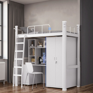 Металлические двухъярусные кровати для комнаты, дешевая кровать-ЛОФТ для мальчиков, домик для хранения, металлическая детская двухъярусная кровать для подростков, детская двухъярусная кровать с настольным шкафом - Product Image 5